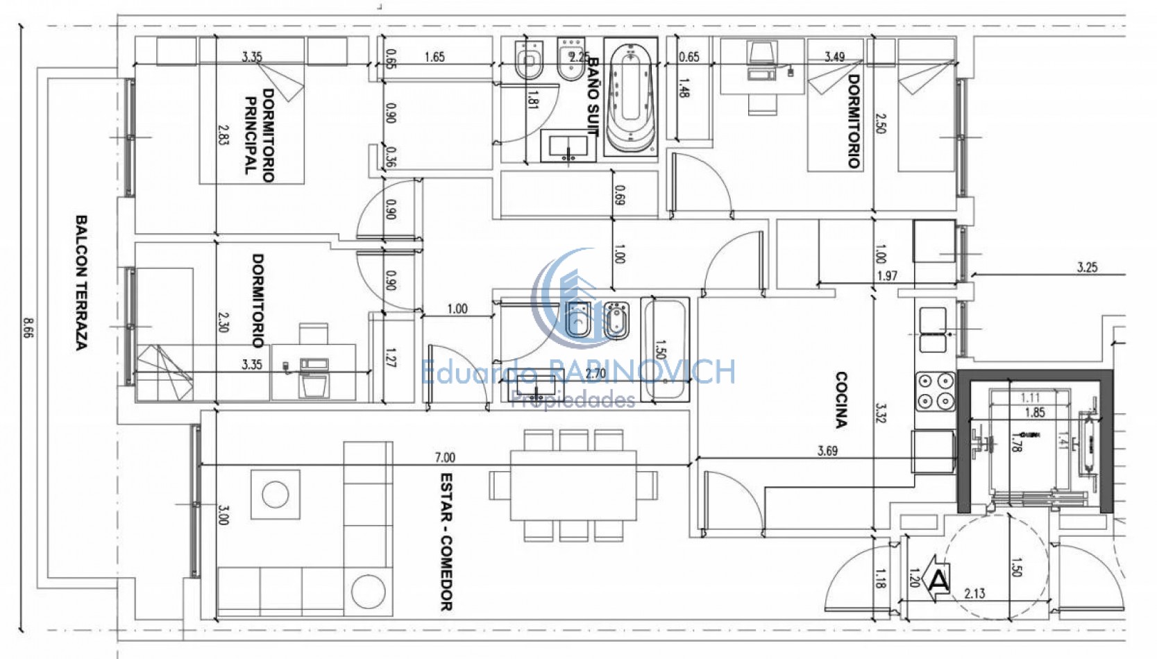 Semipiso 4 Amb. con Cochera y Baulera en Edif. con Amenities